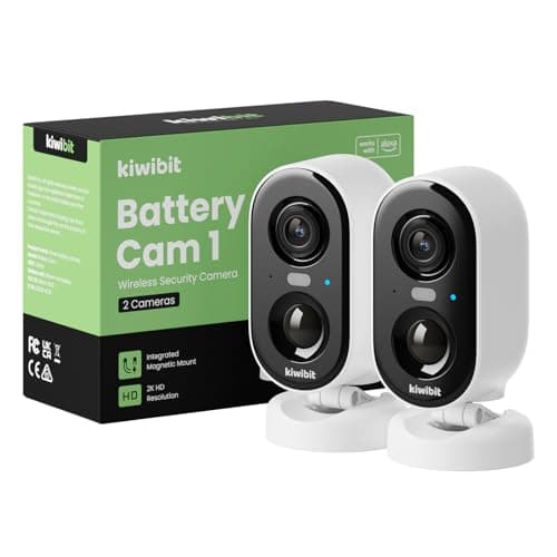 Kiwibit Magnetic Home Security Camera Wireless Enhanced Audio & 2K Footage, Easy Setup Battery Camera with Smart AI PIR Motion Detection, Color Night Vision, Waterproof for Outdoor & Indoor, 2 Pack