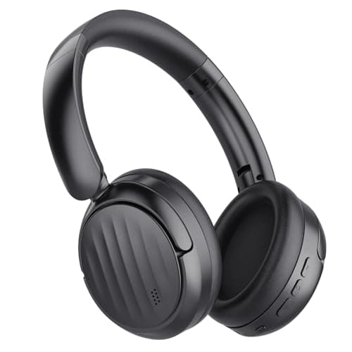 Bluetooth Headphones with Active Noise Cancelling (ANC), Wireless Over Ear Bluetooth Headsets with 50H Playtime, HiFi Stereo Foldable Headphones with Foam Ear Cups for Sports, Travel (Black)