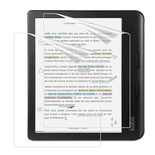 MoKo 2-Pack Matte Screen Protector Fits Kobo Libra Colour 7 Inches 2024/Kobo Libra 2 E-Reader 7" 2021, Premium PET Anti-Glare Screen Protective Film Screen Protector