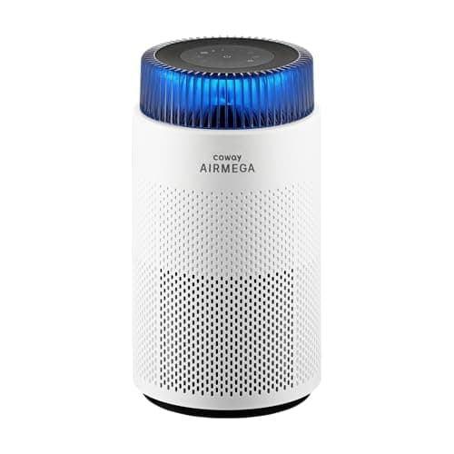 COWAY Air Purifiers for Home up to 810 ft², HEPA Filter and Carbon Filter for Smoke, Allergies, Pet Dander, Odor, AQI Monitor, Auto Mode, Timer, Filter Indicator, Night Light, 3yr Warranty, 100 White