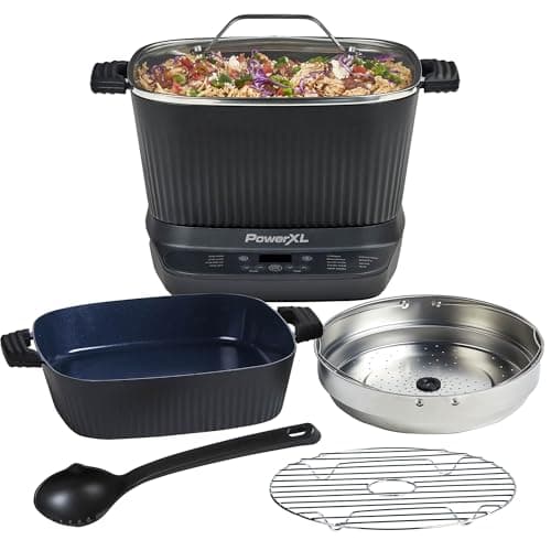 STIRMAX DELUXE 7.5-Quart Digital Multicooker with Automatic Stir and Shred Paddle, 9-in-1 Programmable Presets for Skipping, Sear and Brown Food Before Boiling - Accessories, Pan and