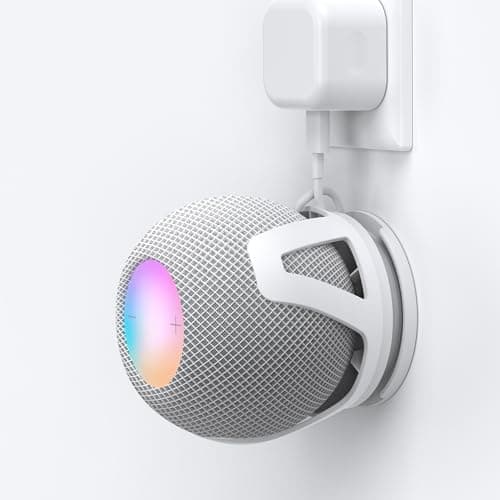 HomeMount Compatible with Homepod Mini Wall Mount Self Adhesive Or Drilling Home Pod Mini Mount Perfect Cord Management Homepod Mini Holder for Space Saving Homepod Mini Stand (White)