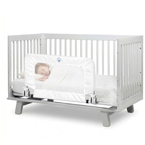 Salcod 43inch Universal Swing Down Crib Rail Guard, Convertible Crib Bed Rail for Toddlers, with Reinforced Wing Nut Safety System, Compatible with All Major Brand of Crib