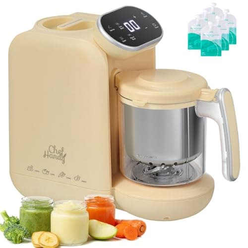 Baby Food Maker | Baby Food Processor with Steaming Basket | Baby Steamer, Blender, and Puree Maker | Milk Warmer Machine | Auto Cooking & Grinding | Touch Screen Control (Yellow)
