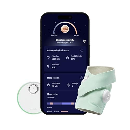 Owlet Dream Sock - Smart Baby Monitor - Tracks Average Oxygen O2, Heart Rate, Real-Time Quality Trends and Sleep Routine Recommendations via App | Mint