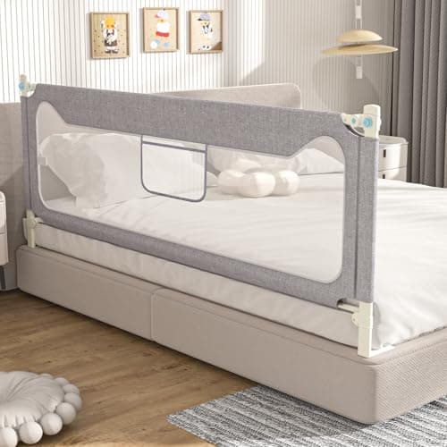 78.74" Bed Rails for Toddlers, Upgrade Baby Bed Rail Guard Height Adjustable Specially Designed for Queen, King Size (1 Side:78.74"(L) x 27"(H))