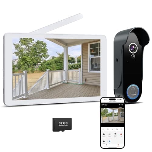 Wireless Doorbell Camera with 8" Screen Monitor WiFi Video Doorbell Intercom System 1080P Smart Door Bell Phone Battery Operated, Night Vision, Motion Detection, 2 Way Talk, No Monthly Fees, Tuya APP