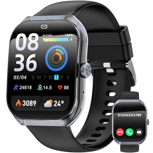 Smart Watch for Men Women, 2.01" Smartwatch with Answer/Make Call/120+ Sport Modes Fitness Tracker/Heart Rate/Sleep/Step Monitor/Pedometer/IP68 Waterproof Watch for Android iOS (Black)