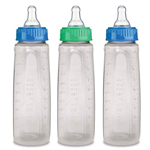 First Essentials by NUK Clearview Bottles in Assorted Colors with Silicone Nipple, 9 oz