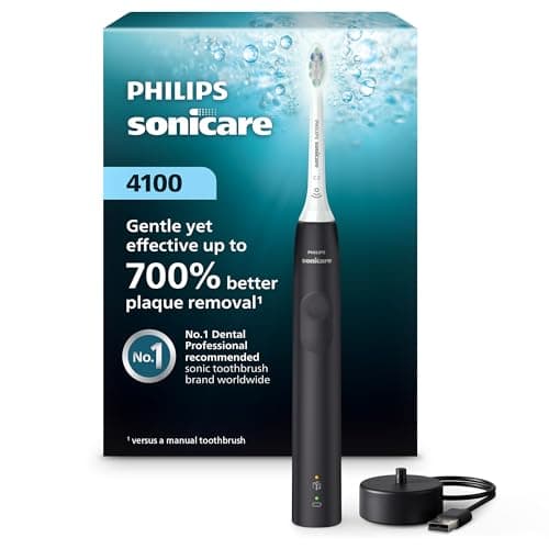 Philips Sonicare 4100 Power Toothbrush, Rechargeable Electric Toothbrush with Pressure Sensor, Black HX3681/24