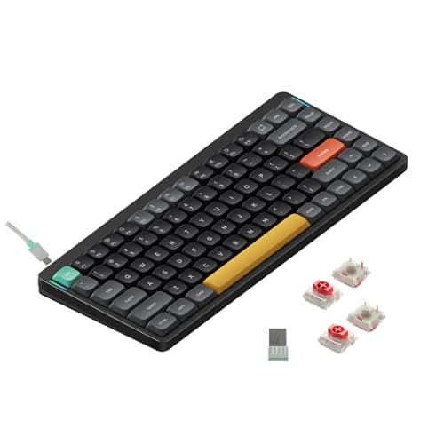 nuphy Air75 V2 Portable 75% Mechanical Keyboard,Wireless Keyboard,Supports Bluetooth/2.4G/USB-C RGB Bluetooth Keyboards,Compatible with Windows/Mac OS/Linux Systems-Black Gateron Red Switch
