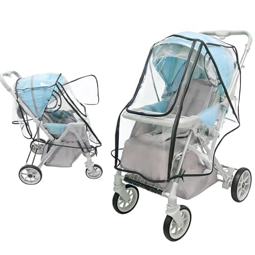 Stroller Rain Cover, All Seasons Protection for Walking, Camping, Universal Baby Travel Gear, Transparent Stroller Poncho, Baby Stroller Weather Shield for Outdoor Protection from Rain, Snow, Wind & Dust