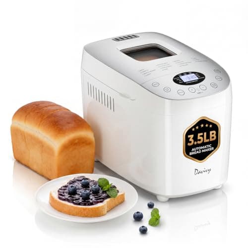Davivy Bread Machine 3.5LB Large Capacity, 850W Automatic Bread Maker with 15 Programs (Gluten Free, Homemade Memory, Dough Shortcut), 15H Delay Timer, 1H Keep Warm, Nonstick Pan