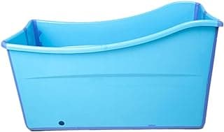 W WEYLAN TEC Large Foldable Bath Tub Bathtub for Baby Toddler Children Twins Petite Adult Blue