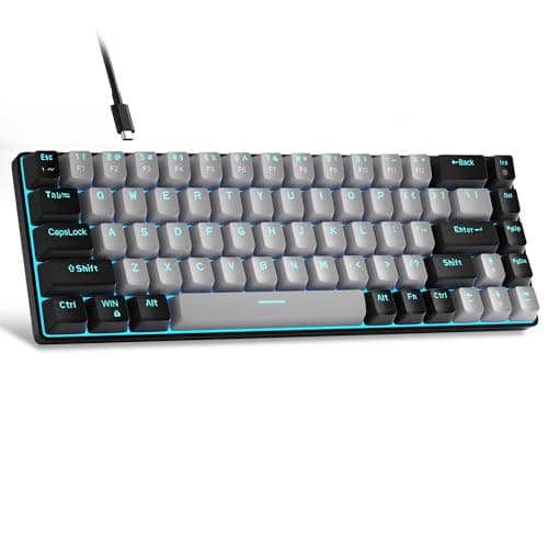 MageGee Portable 60% Mechanical Gaming Keyboard, MK-Box LED Backlit Compact 68 Keys Mini Wired Office Keyboard with Blue Switch for Windows Laptop PC Mac Black/Grey