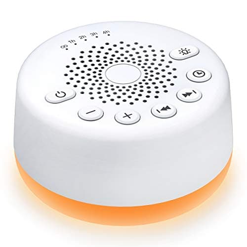 Easysleep Sound White Noise Machine with 25 Soothing Sounds and Night Lights Sound Machines with Memory Function 32 Levels of Volume and 5 Sleep Timer Powered by AC or USB for Sleeping Relaxation (White)