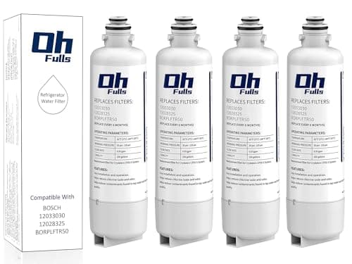 BORPLFTR55/BORPLFTR50 Refrigerator Water Filter Replacement, Compatible with Bosch UltraClarity Pro BORPLFTR55, BORPLFTR50 Water Filter, Fits 12033030,11025825,12028325 Fridge Filter (4-Pack)