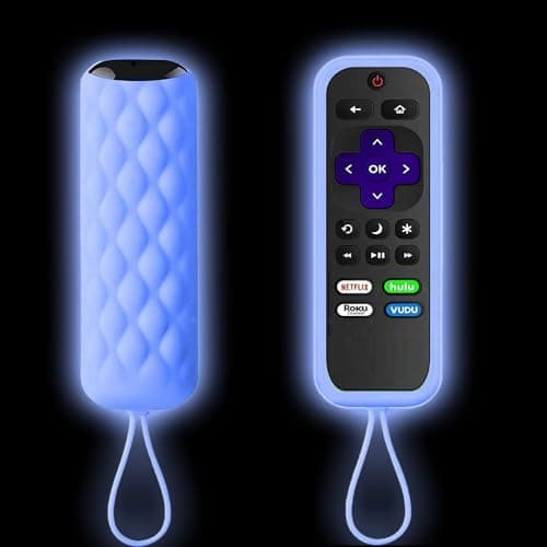 Remote Case for Roku Express/Streaming Stick/Premiere - Silicone Remote Cover for TCL Hisense Roku TV Remote Skin Smart TV Anti Slip Remote Sleeve with Loop Protective Cover - Glow Blue
