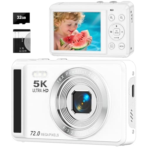 5K Digital Camera - 72MP Digital Cameras with 16X Zoom Autofocus Point and Shoot Digital Camera for Photography - UHD 2.8'' Screen Compact Portable Camara