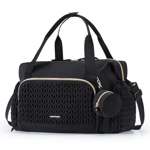 mommore Diaper Bag Tote, Large Capacity Travel Diaper bags, Hospital Bag for Labor Delivery, Baby Bag with Pacifier Case, Black
