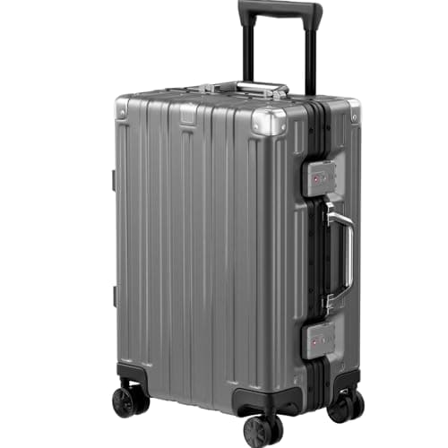 Krute Carry On Luggage PC+ABS Aluminum Frame Zipperless Luggage Lightweight Hardshell Suitcase with TSA Lock Spinner Wheels 20 Inch Gray