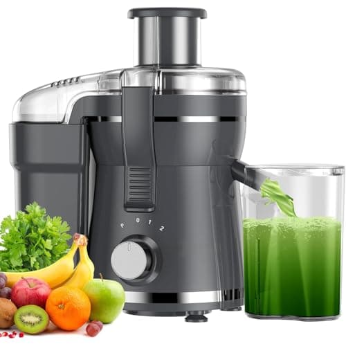 Juicer Machine, 500W Centrifugal Juicer Extractor with 3 Speed & Wide Mouth 3” Feed Chute for Fruit Vegetable, High Yield Juicer Included Cleaning Brush for Easy to Clean, Grey