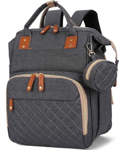 SHIFANQ Diaper Bag Backpack, Large Waterproof Baby Bag for Boys, Girls, Multifunctional Baby Essentials Travel Diaper Backpack for Mom & Dads with USB Charging Port, Stroller Straps, Dark Grey
