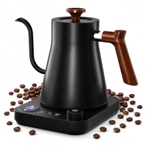 VICBINLY Electric Gooseneck Kettle, Pour Over Coffee and Tea Kettle, 0.9L Tea Kettle, 1200 Watt Quick Heating, Boil-Dry Protection, Temperature Control, Matte Black