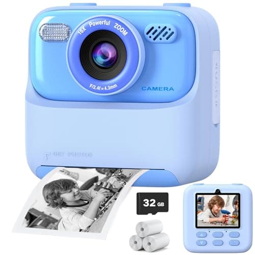 Upgrade Kids Camera Instant Print for Boys and Girls, 1080P HD Dual-Lens Selfie Digital Camera with Print Paper & 32G Card, Christmas Birthday Gifts Toys for Toddler and Teenagers Age 3-16 Years Old