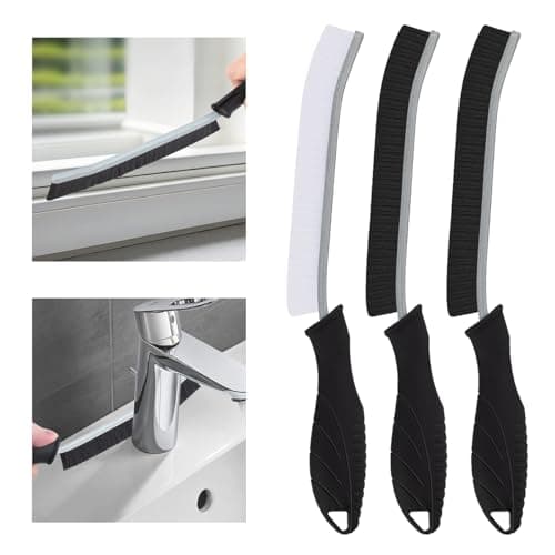 TQRR 3Pcs Hard Bristle Crevice Cleaning Brush - Multifunctional Gap Cleaning Brush, Cleaning Tools for Household Use, Home, Kitchen, Bathroom, Window, Vehicle, Faucets, Toilet, Grout (3, Black)