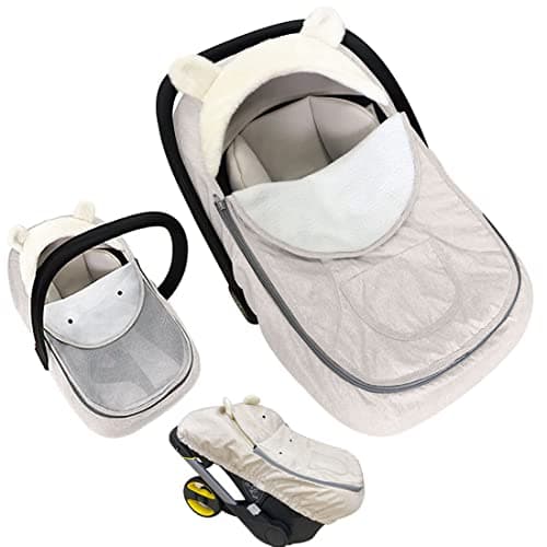 Baby Car Seat Cover Winter,Car Seat Covers for Babies,2 in 1 Carseat Cover Infant Car Seat Cover for Girl Boy Car Seat, Universal Baby Carrier Cover for All Seasons (Warm Sand)