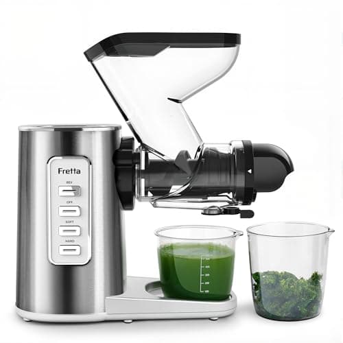 Fretta Cold Press Juicer, 3'' Wide Feed Chute, High Juice Yield, BPA Free