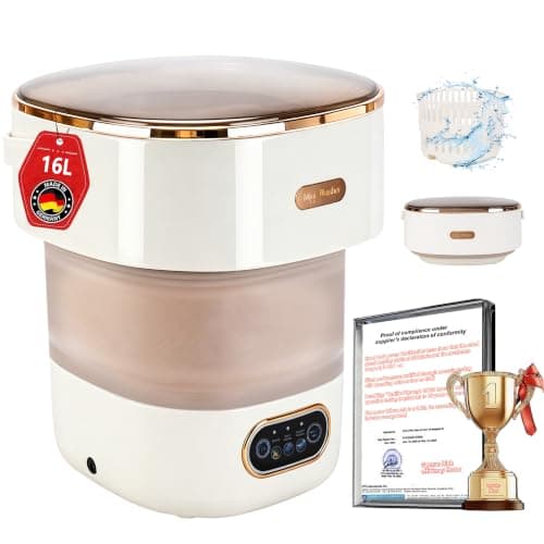 5.0 New Upgraded Portable Washing Machine 16L Mini Foldable Washer [German high-efficiency motor] [Hidden UV-C cleaning]Foldable Design Ideal for Hotel, Home, Apartment and Campain