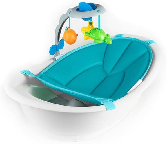 Summer Infant Gentle Support Multi-Stage Tub with Toys, White/Teal