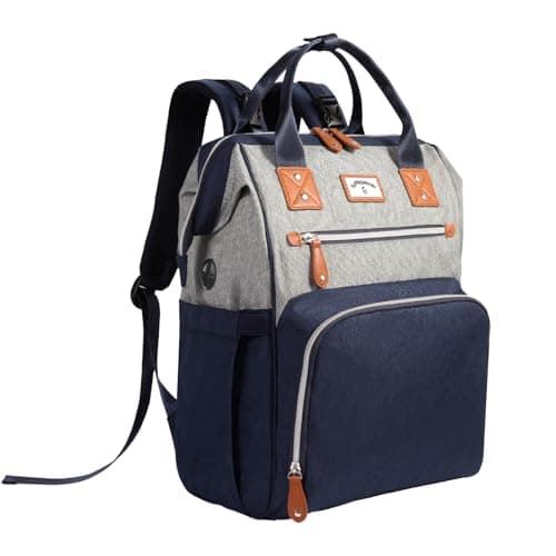 SUPROMOMI Diaper Bag Backpack: Tote Baby Bag for Boy and Girl, Large Mommy Bag Insulated Pockets Charger Holes for Men and Women, Nappy Bag for Baby Airplane Traveing Blue Gray