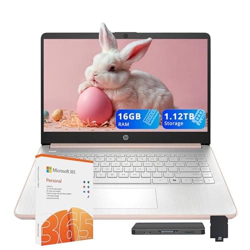 HP Stream 14" HD Business Laptop, Intel Processor N150, 16GB RAM, 1.12TB Storage (128GB UFS+1TB Docking Station Set), Intel Graphics, 720p HD Camera, Wi-Fi 6, Year Office 365, Windows 11 S, Gold