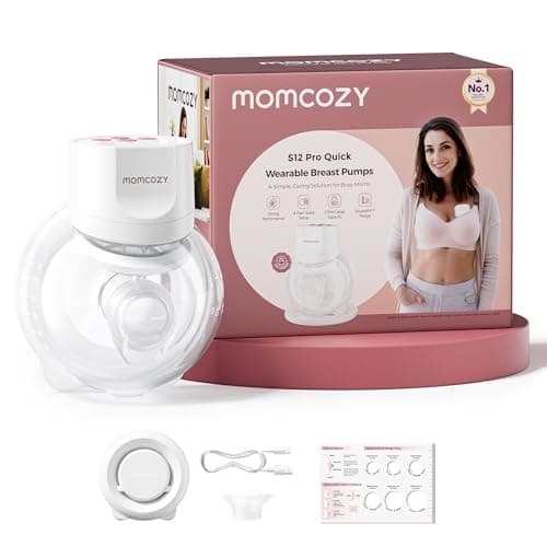 Momcozy Breast Pump S12 Pro Quick, Hands-Free Wearable & Wireless Pump, with DoubleFit Hybrid Flange, 3 Modes & 9 Levels Electric Pump Portable, Smart Display, 1 Count, White