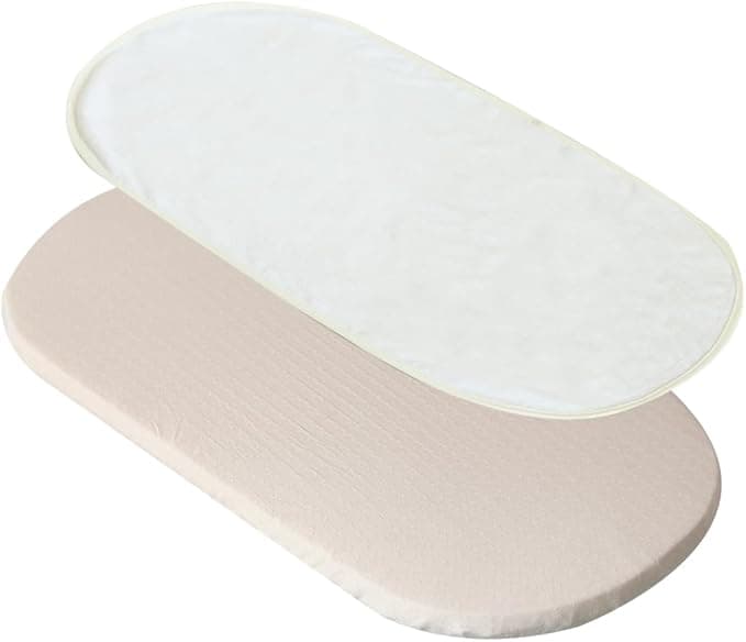 Baby Cradle Mattress Pad Oval Crib Bassinet Foam Mattress with Removable Organic Cotton Cover and Waterproof Pad Liner