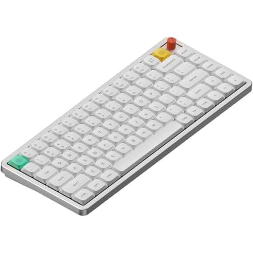 NuPhy Air75 V3 Hot Swappable Wireless Mechanical Keyboard, 84 Keys 75% Custom Low Profile Keyboard with Knob, RGB Backlit, Gasket Mounted, Support Bluetooth/2.4GHz/USB-C,White-Blush Nano