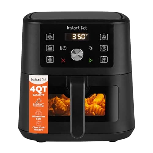 Instant Pot 4Qt Vortex 6-in-1 Mini Air Fryer, Custom Program Options, Air Fry, Broil, Roast, Dehydrate, Bake, Reheat, Black, 4 Quarts