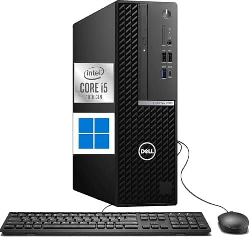 Dell OptiPlex 7080 SFF Desktop Computer, Intel Core i5 10th Gen, 16GB DDR4 RAM, 512GB NVMe SSD, Windows 11 Pro, Black (Renewed)