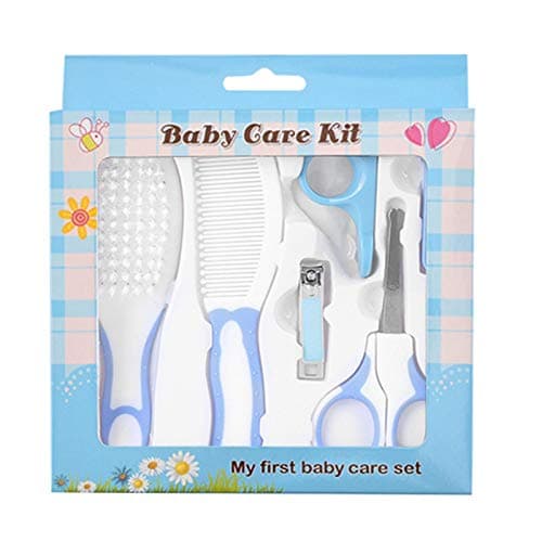 Portable Baby Manicure Care Kit, Plastic and Metal Anti-Scratch Baby Grooming Kit, for Baby Care New Parents Gifts(Blue)