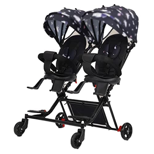 Double Light-Weight Twin Stroller - Travel Foldable Umbrella Style With 5-Point Harness
