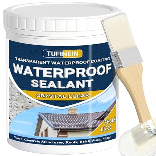 Transparent Waterproof Coating, TUFINEIN 35oz Invisible Waterproof Agent Water-Based Sealant Clear Indoor & Outdoor Anti-Leakage Sealant Roofs, Walls, Garden, Terraces