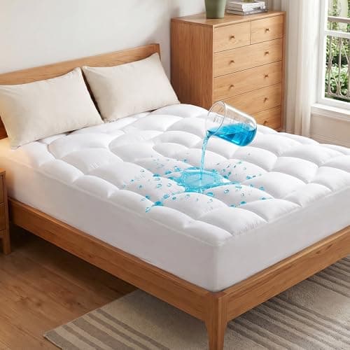 Waterproof Mattress Pad Queen Size, Ergonomic Quilted Mattress Topper – Soft Breathable Bed Cover with Deep Pocket (Fits 8-21 Inches), Noiseless Durable and Machine Washable (White, 60x80)