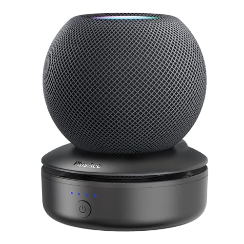 PlusAcc Battery Base for HomePod Mini - 10000mAh Portable Power Bank Station, HomePod Mini Accessories Charger Docking Station & Stand Holder, No Muffled Sound Space Saving (Black)
