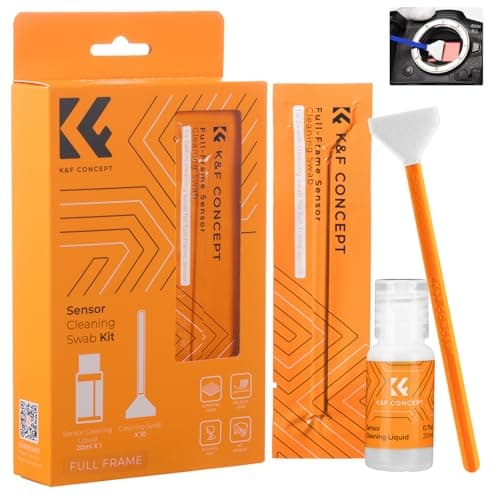 K&F CONCEPT 24mm Full Frame Sensor Cleaning Swab*10 + 20ml Cleaner Solution, DSLR SLR Digital Camera Sensor Cleaning Swab for Reflex and Mirrorless Digital Camera CCD and CMOS Sensors