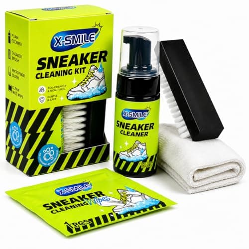 Shoe Cleaning Kit, Premium Foam Sneaker Cleaner with Brush, Microfiber Towel & Cleaning Wipe, Gentle Shoe Care Set for White Shoes, PU Leather, Synthetic Leather, Canvas, Mesh & Rubber