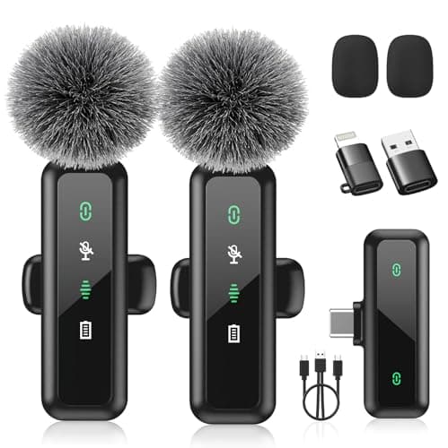 Wireless Lavalier Microphone for iPhone 15/16-2 Pack USB-C Mini Mic for iPhone, Android, iPad with Noise Cancelling & LED Display, Crystal Clear Recording for TikTok, YouTube, Podcast, Vlogging