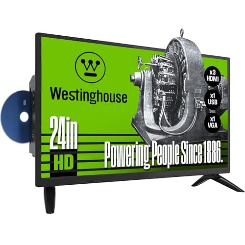 Westinghouse 24 Inch TV with DVD Player Built in, HD LED Small Flat Screen Non-Smart Television DVD Combo, RV Camper, Works w/Fire Stick, Roku, Apple TV, TiVo, Xumo, & Streaming Devices (2026 Model)